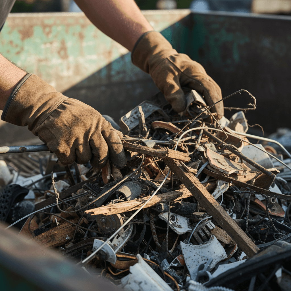 Sorting and loading junk debris into removal vehicle