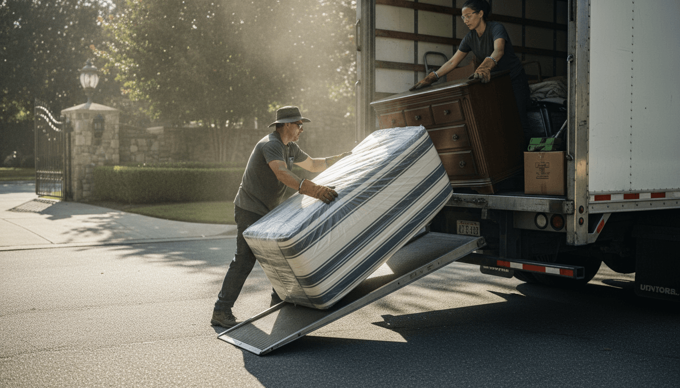 Junk Be Gone workers removing couch from Memphis home